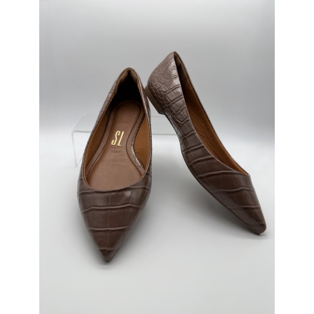 Santa Lolla Ballet Flats Womens US 8B Tan Nude Good Faux Croc Pointed Toe